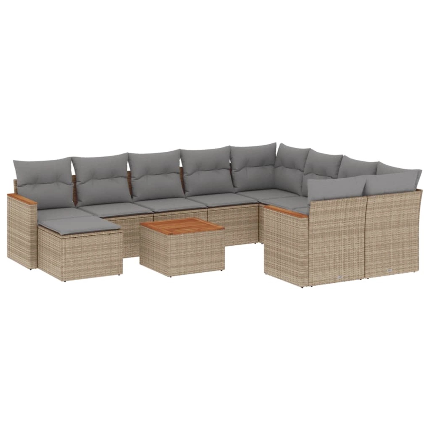vidaXL 11-Tlg Garten-Sofagarnitur mit Kissen Beige Poly Rattan 3258965