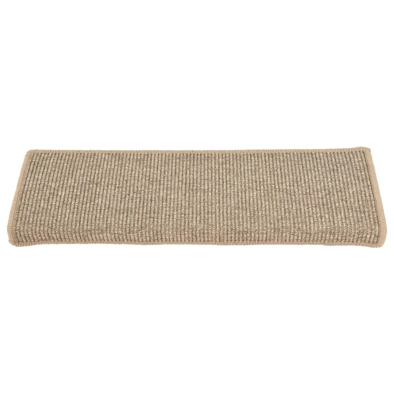 Dunkelbeige rechteckige Stufenmatte aus PP/Polyester mit gerippter Oberfläche. Rutschfest für Treppen.
