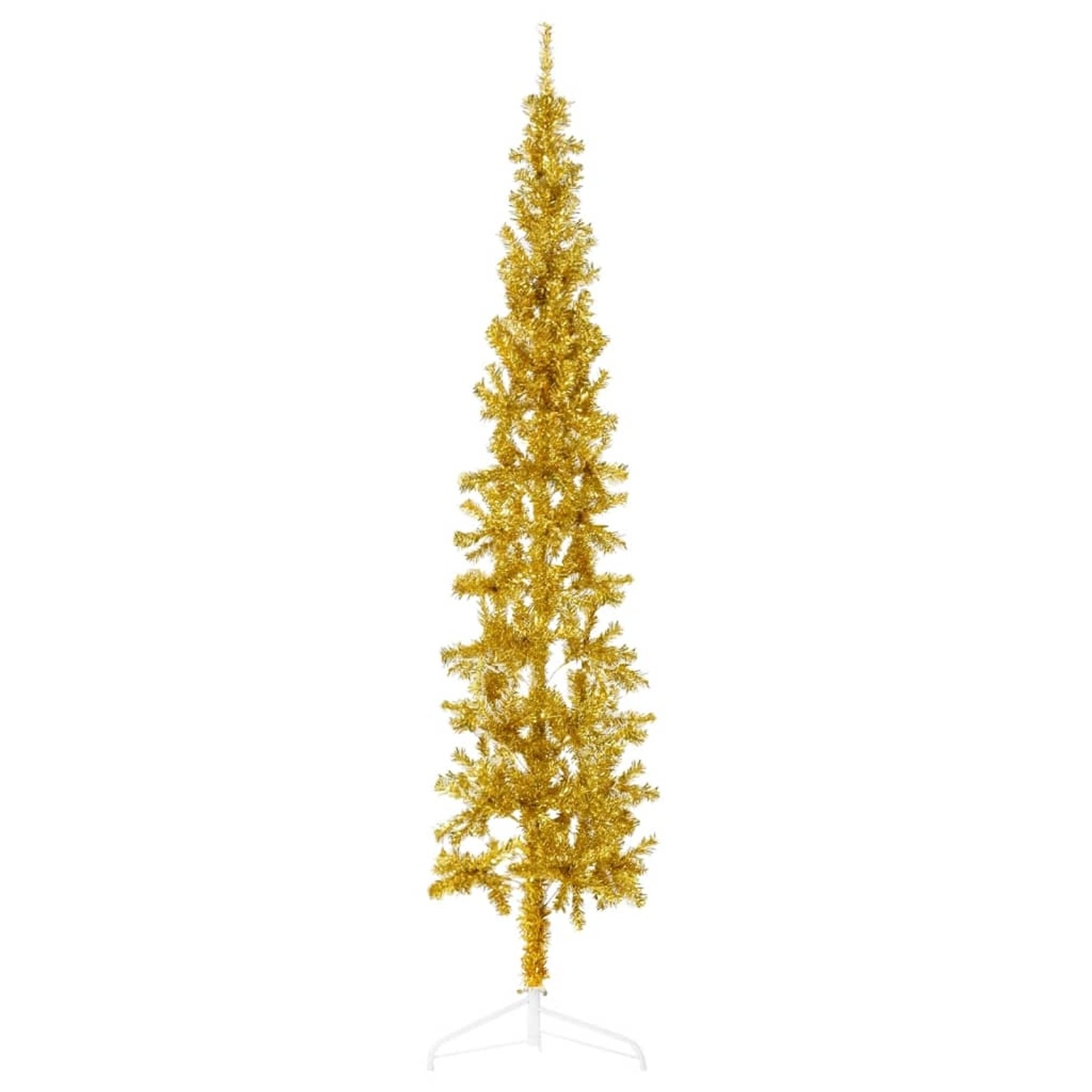 vidaXL Künstlicher Halb-Weihnachtsbaum mit Ständer Schlank Gold 240 cm