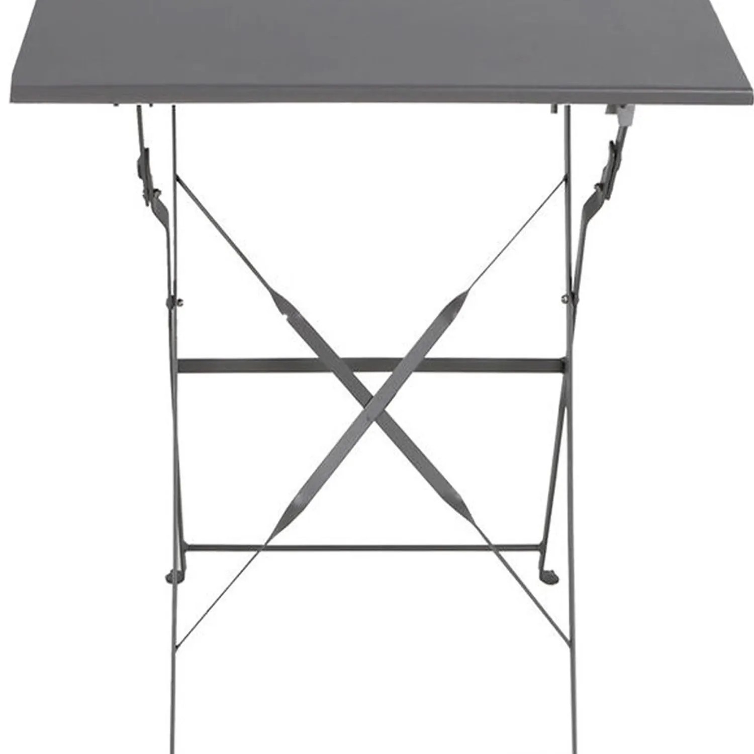 Anthrazitfarbener Mojawo Klapptisch aus Metall, 60x60cm, mit X-förmigem Gestell. Perfekt für Balkon, Garten, Camping.