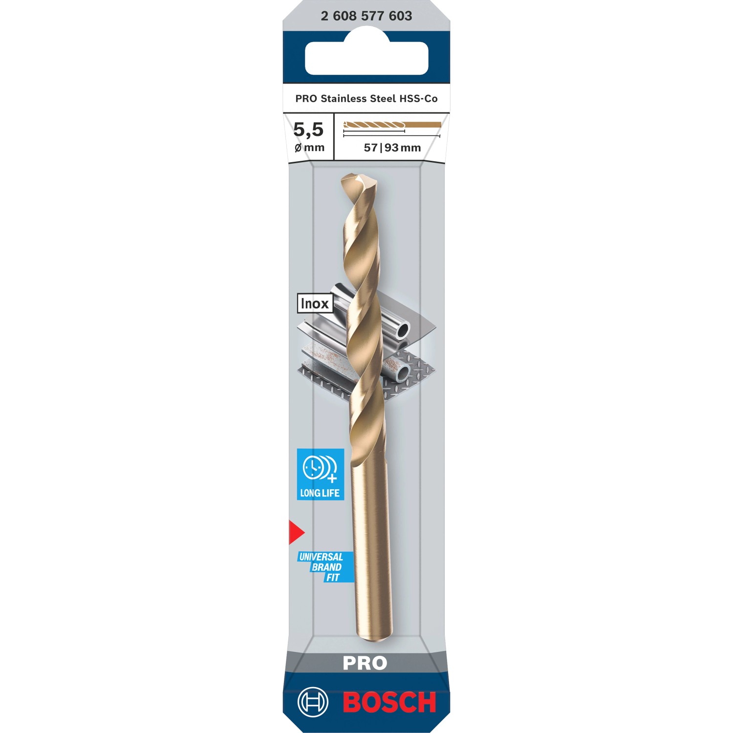 Bosch Spiralbohrer Pro Stainless Steel HSS-Co, 5,5 mm, für Metallbearbeitung.