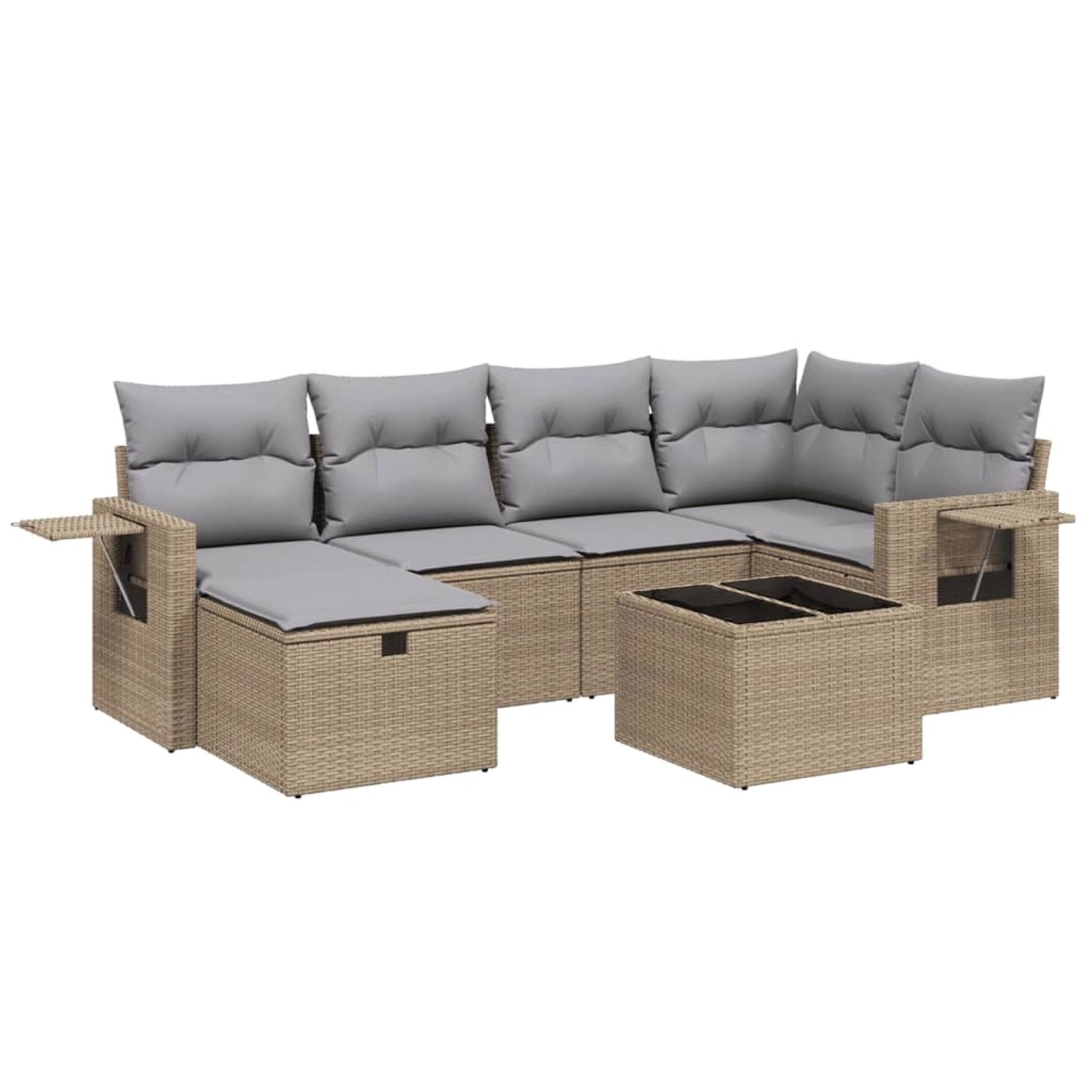 vidaXL 7-tlg Garten-Sofagarnitur mit Kissen Beige Poly Rattan Modell 186 günstig online kaufen