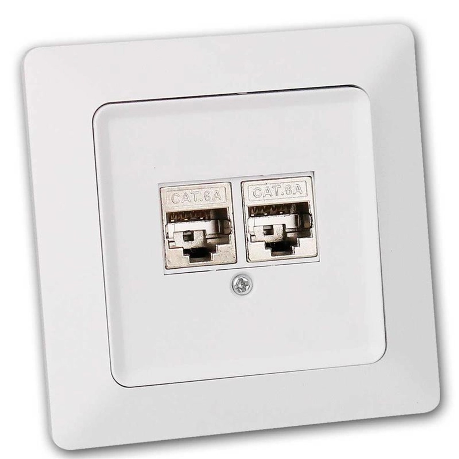 Thumbnail - ChiliTec MILOS Netzwerkdose 2x CAT6 Weiß Matt mit Rahmen