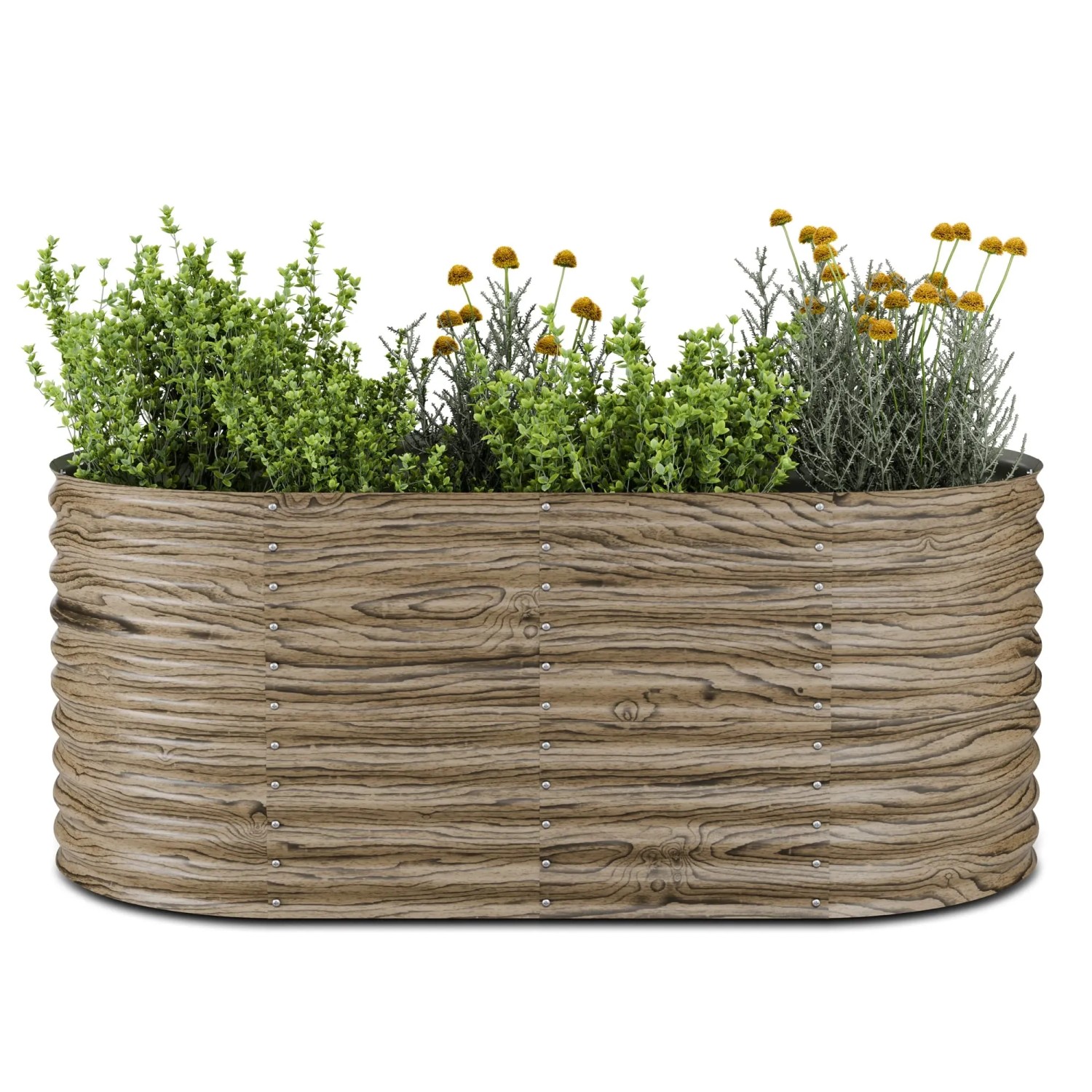 Blumfeldt High Grow Hochbeet 100x80x200 cm 1.169 L Wetterfest Offene Bodenstruktur Oval Dunkles Holz