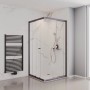 Schulte Sunny Eckdusche mit Schiebetüren, Gunmetal und Klarglas, 180x90 cm.