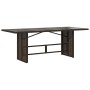 Brauner vidaXL Gartentisch aus Rattan und Glas, Teil des 9-tlg. Bistro-Sets.
