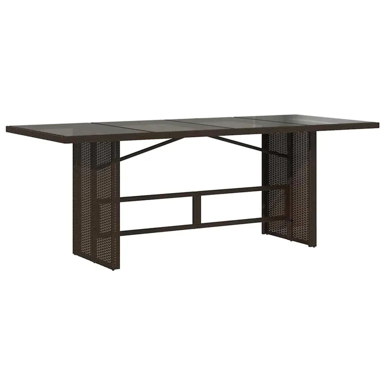 Brauner vidaXL Gartentisch aus Rattan und Glas, Teil des 9-tlg. Bistro-Sets.