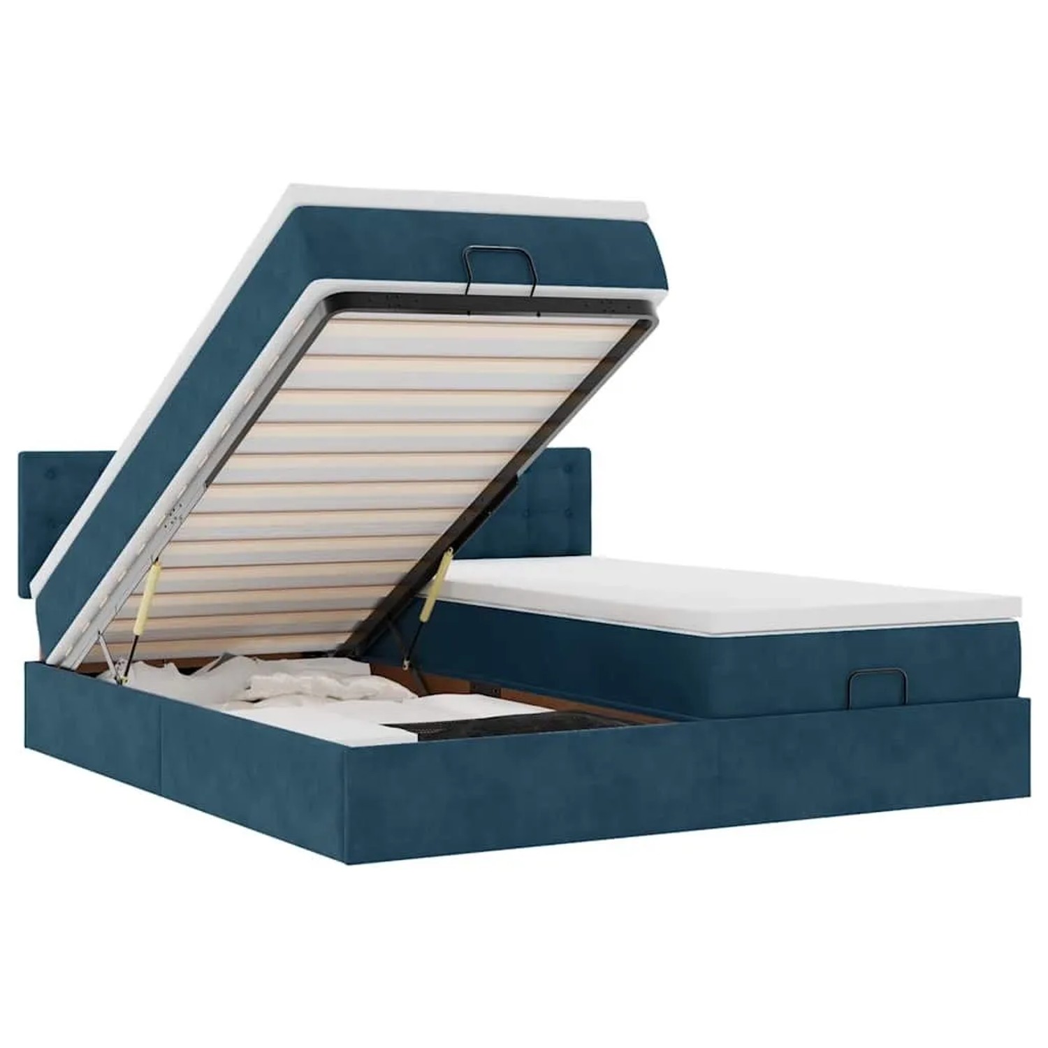 vidaXL Ottoman-Bett mit Matratzen & LED Dunkelblau 200x200 cm Samt 3312969