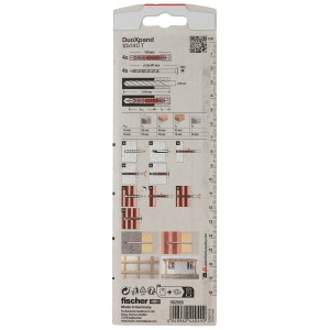 Fischer DuoXpand Dübel 10x140 mm, 4er-Pack mit Senkkopfschraube, geeignet für Beton und Mauerwerk.