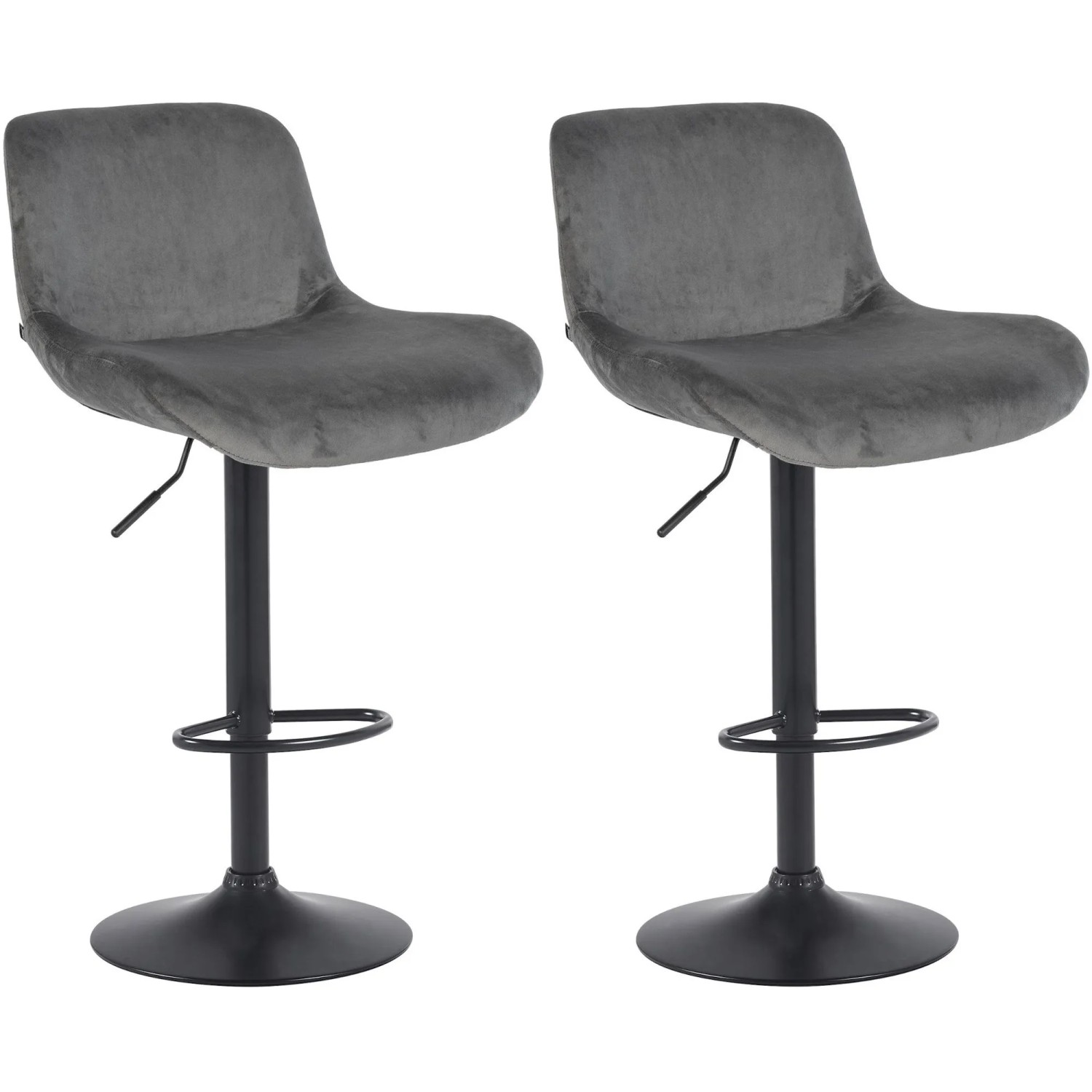 DELUKE 2er Set Barhocker PONOR Samt Dunkelgrau 50x50x85cm Schwarz Barstuhl Höhenverstellbar Mit Lehne Drehbar Tresenhocker Tresenstuhl
