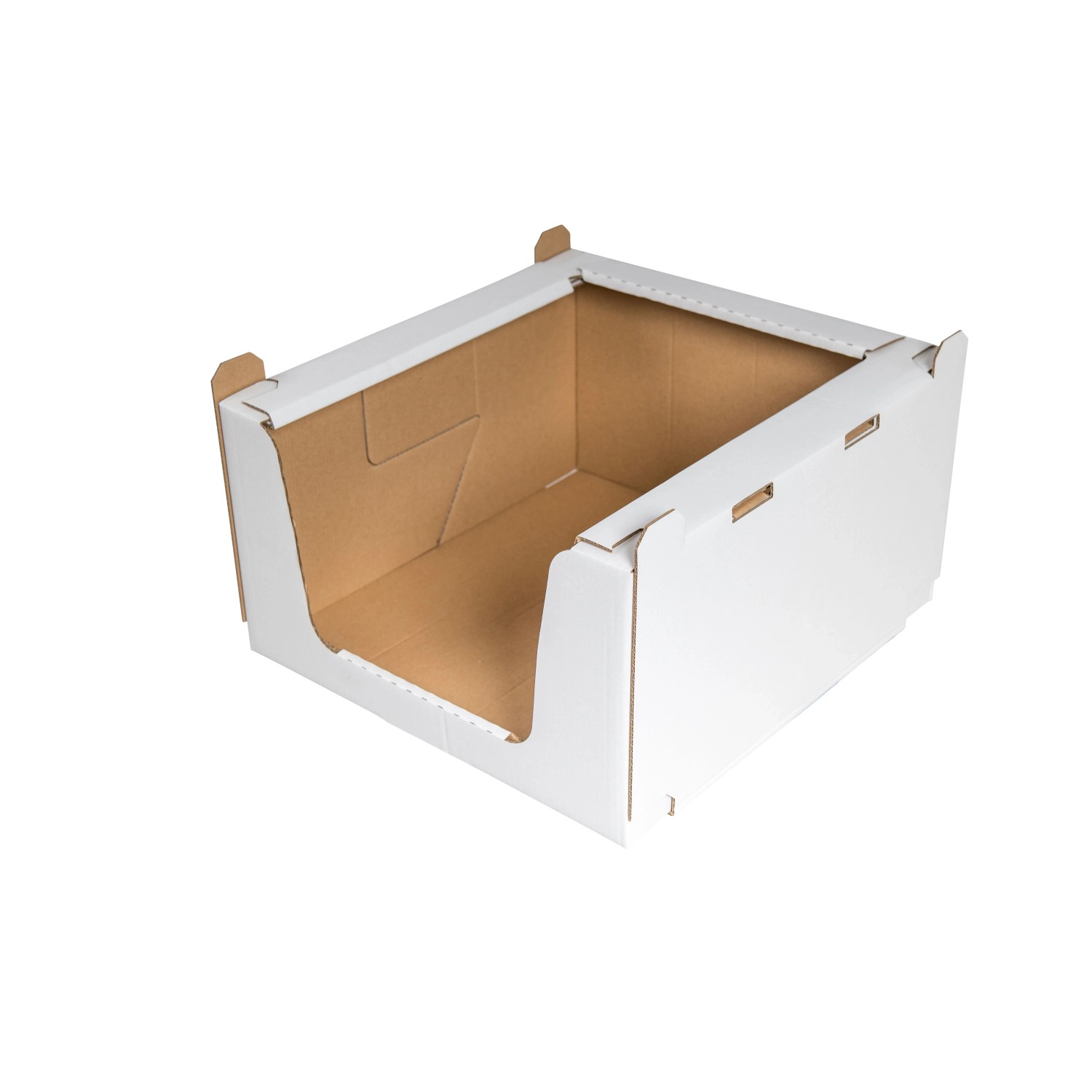 PROREGAL Mega Deal 25x Stapelbehälter Aus Wellpappe S LxBxH 380x360x200mm Stapelbar Weiß Regalkarton Stapelkarton Stapelbox