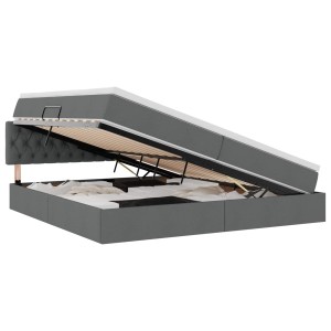 vidaXL Bett mit Stauraum und LED Dunkelgrau 200 x 200 cm Polyester 3371230