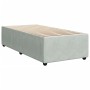 Hellgraues vidaXL Boxspringbett 90x190 cm mit Lattenrost und Samtbezug.