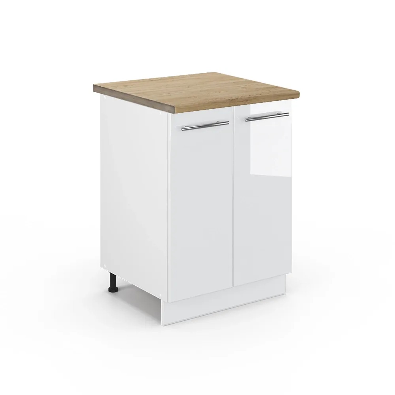 Vicco Küchenunterschrank Fame-Line Weiß Hochglanz/Weiß 60 cm AP Eiche