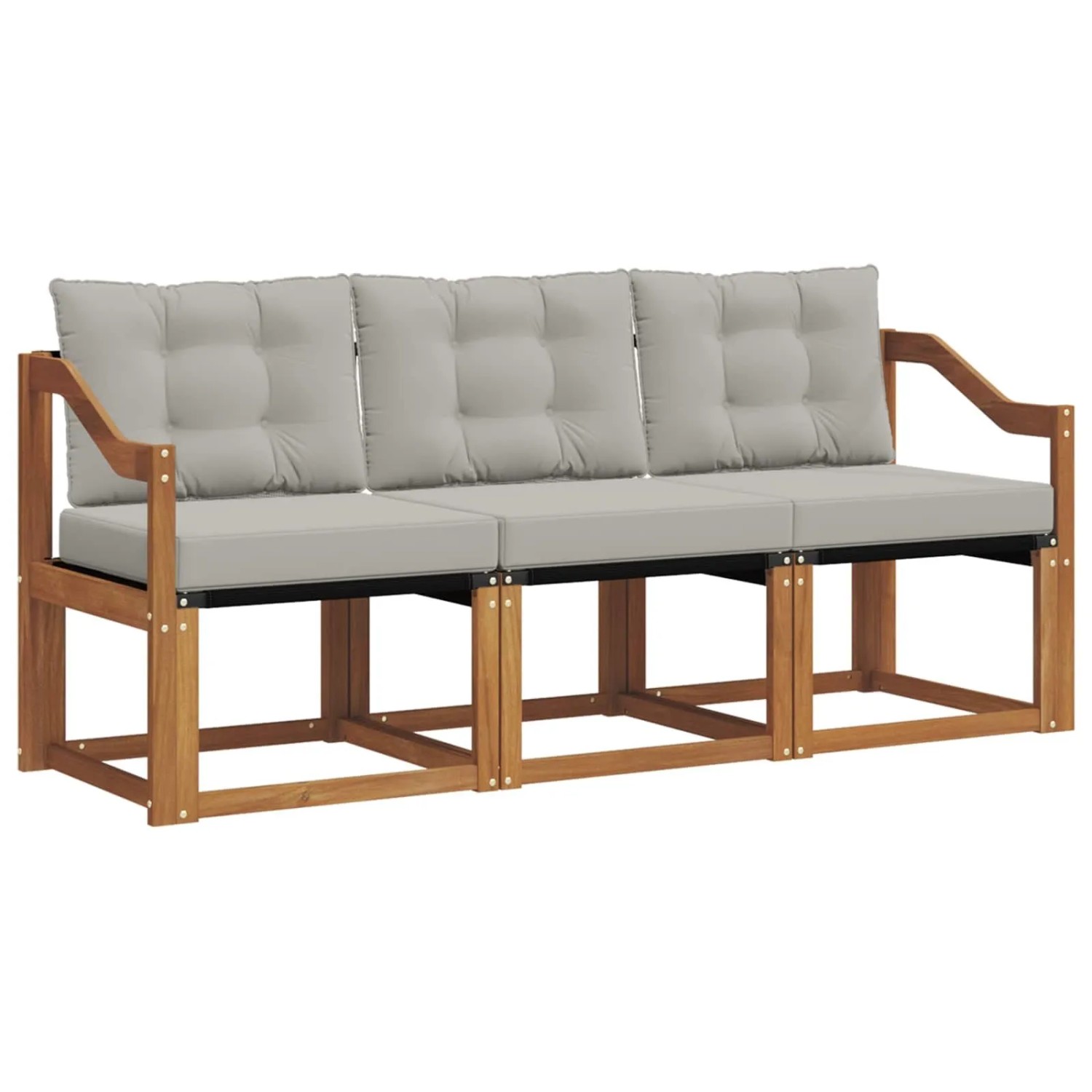 vidaXL Outdoor-Sofagarnitur mit Kissen 3-Tlg Natur und Hellgrau 3368362