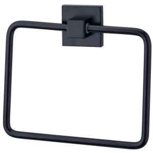 Fackelmann Handtuchring New York, quadratisch, aus schwarzem Metall für Badhelfer.