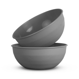 2er-Pack graue ProHome Kunststoff Schüsseln, 25,5 cm, BPA-frei, stapelbar.