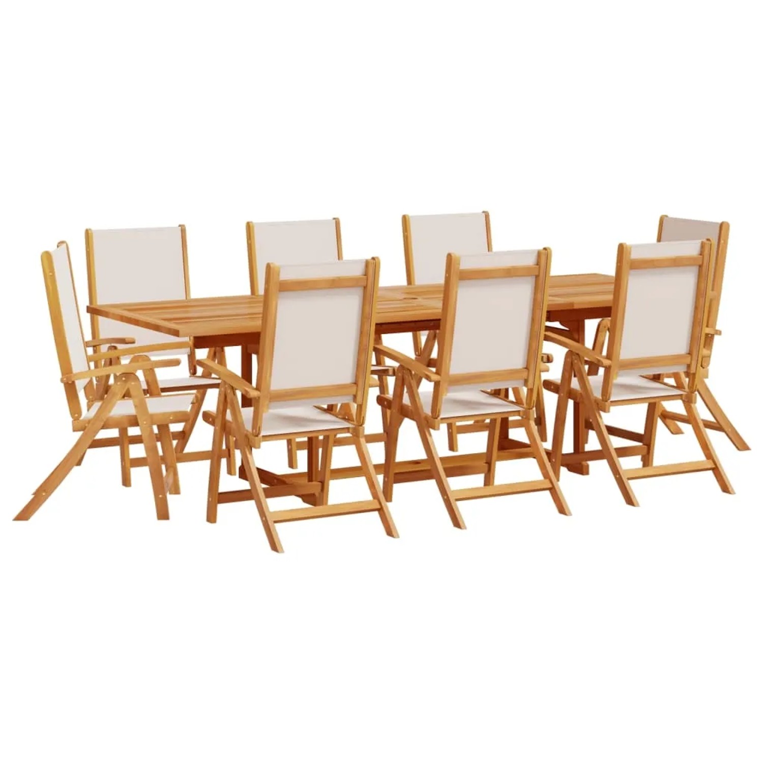 vidaXL 9-Tlg Garten-Essgruppe Massivholz Akazie und Textilene 3279293