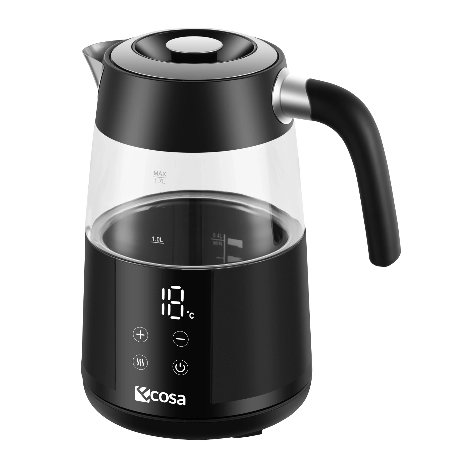 Ecosa EO-699 Glas Wasserkocher mit Temperatureinstellung Digitalem Touch-Display 2200 W