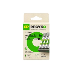 GP Akku-Ladegerät USB B441 mit 4 AA Akkus (2100 mAh). Batterieladegerät für AA/AAA Akkus.