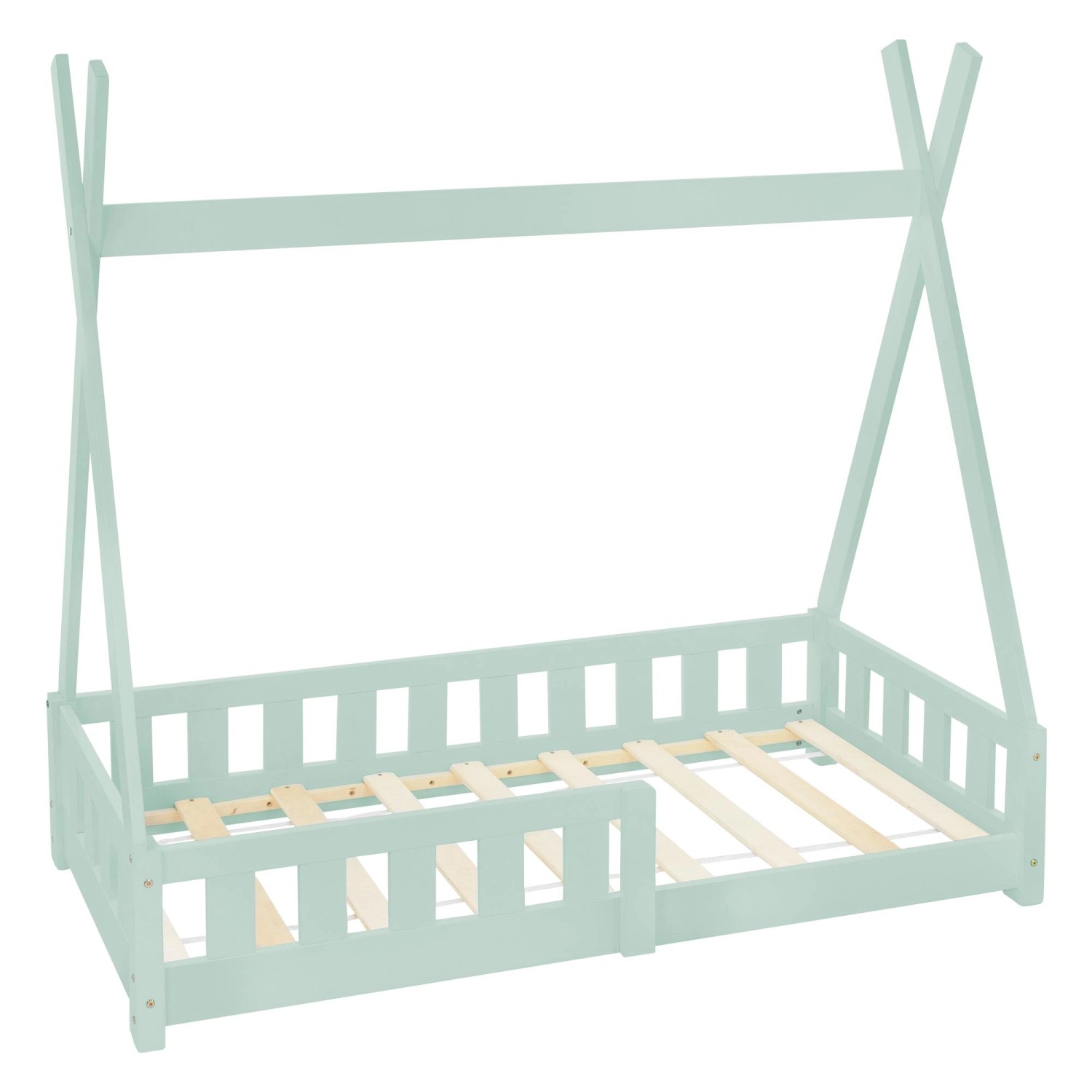 ML-Design Kinderbett Tipi 70x140 cm Mint mit Rausfallschutz Lattenrost