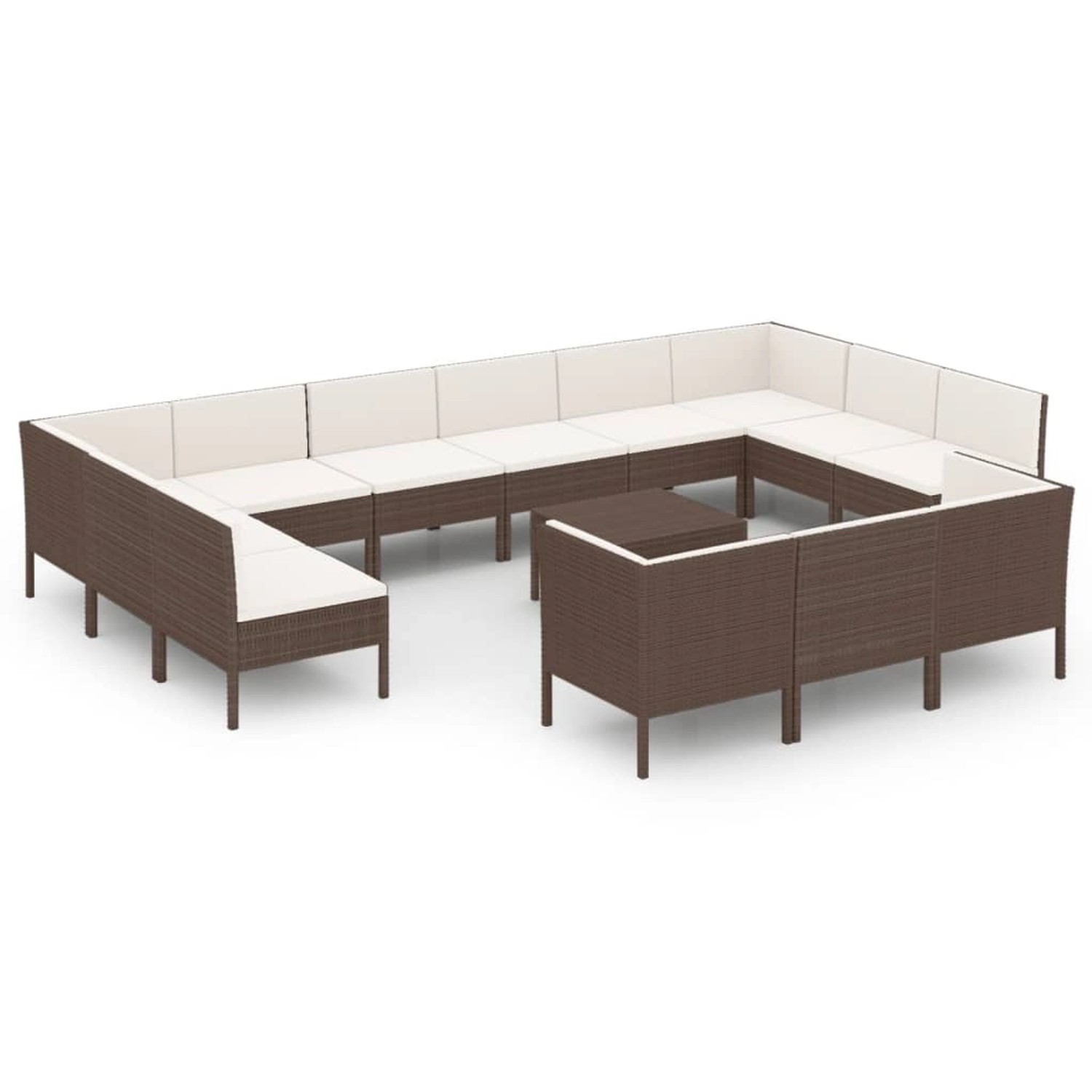 vidaXL 14-tlg Garten-Lounge-Set mit Auflagen Poly Rattan Braun Modell 3 günstig online kaufen