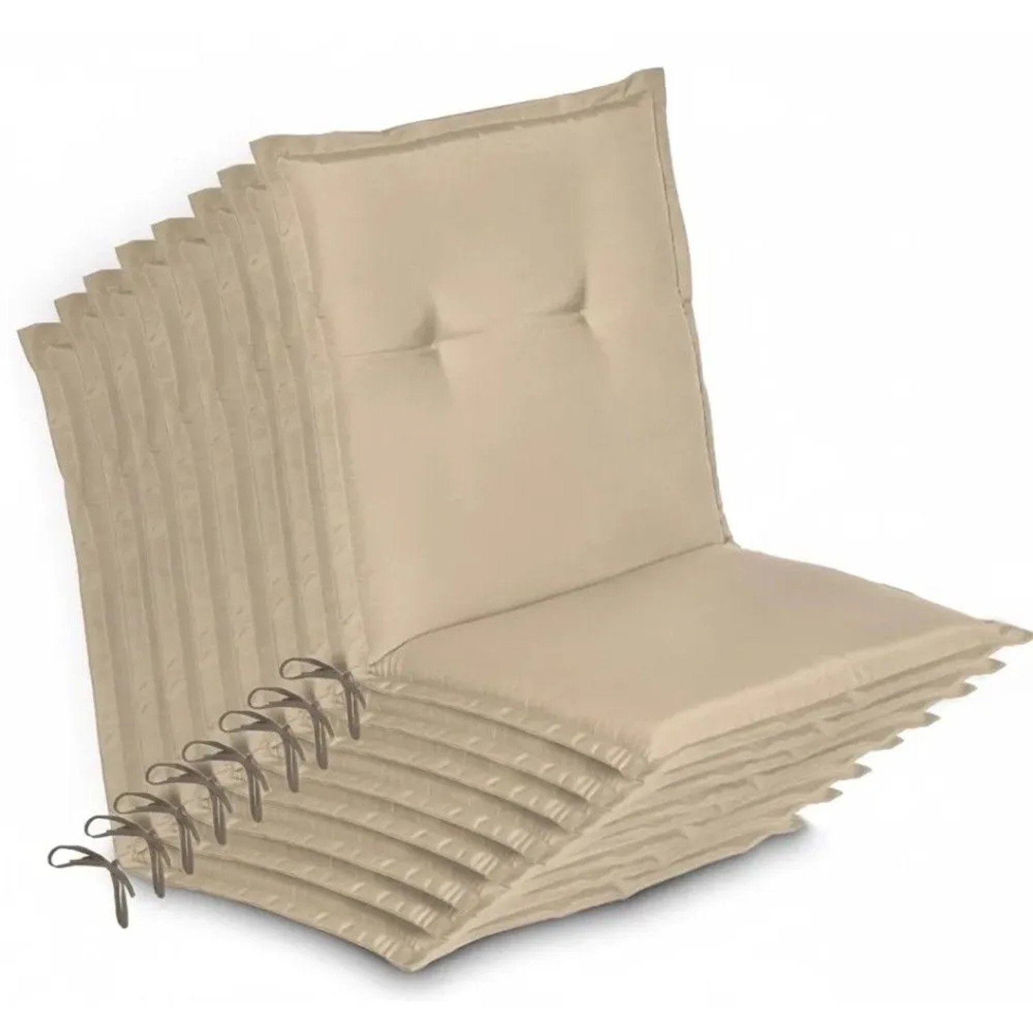 Beautissu 8er Set Niedriglehner Auflage Gartenstuhl Loft NL 100x50x6cm Natur