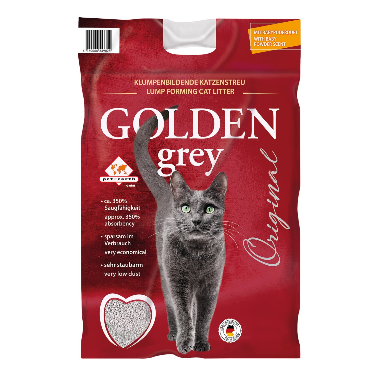 Katzenstreu Klumpstreu Golden Grey 14 kg