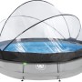 Grauer EXIT Soft Grey Pool ø 360 cm mit Filterpumpe und Poolabdeckung.