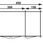 Skizze Alpholz Gartenhaus Maria mit Pultdach, Maße 450x279 cm, zur Veranschaulichung der Abmessungen.