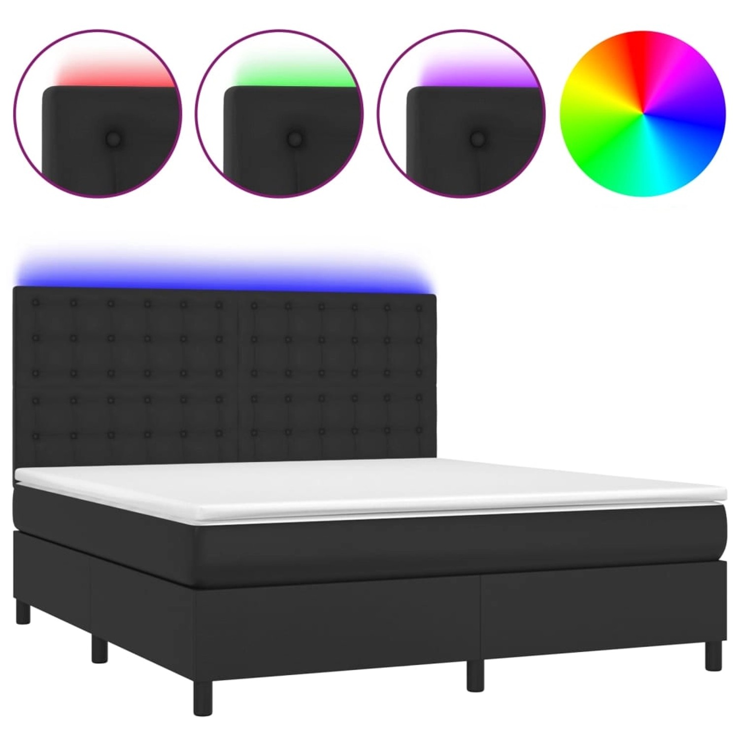 vidaXL Boxspringbett mit Matratze & LED Schwarz 160x200 cm Kunstleder146798 günstig online kaufen