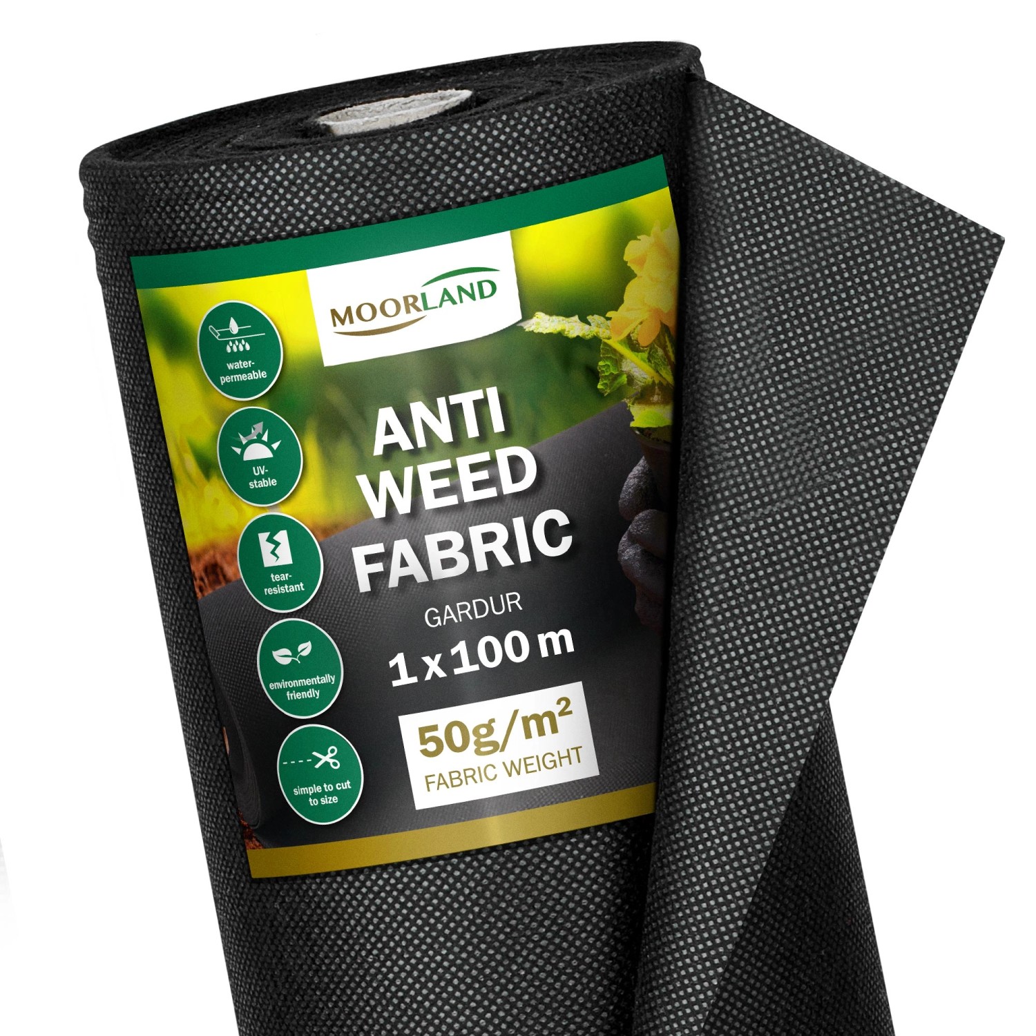 Moorland Gardur Unkrautvlies 100x10000cm Schwarz