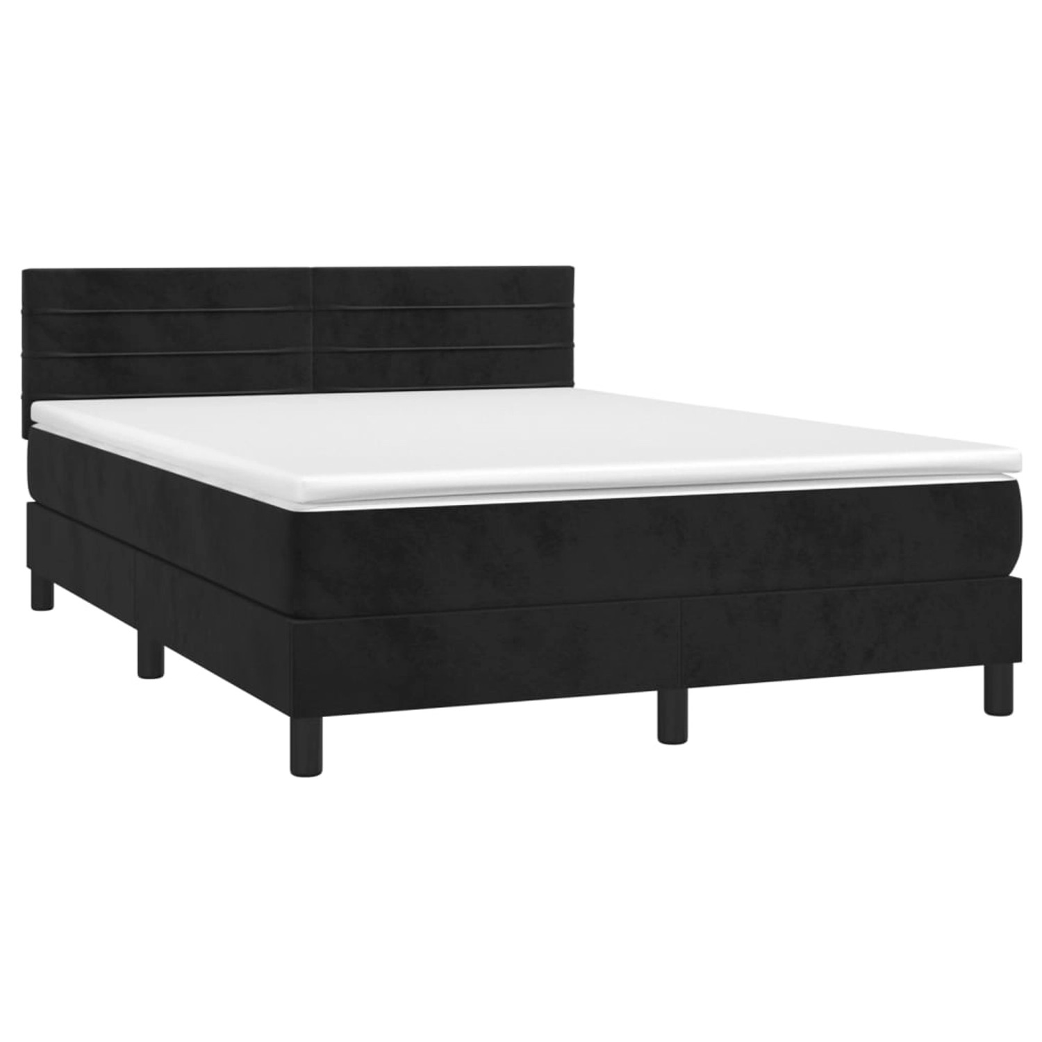 vidaXL Boxspringbett mit Matratze & LED Schwarz 140x190 cm Samt 3134461 günstig online kaufen