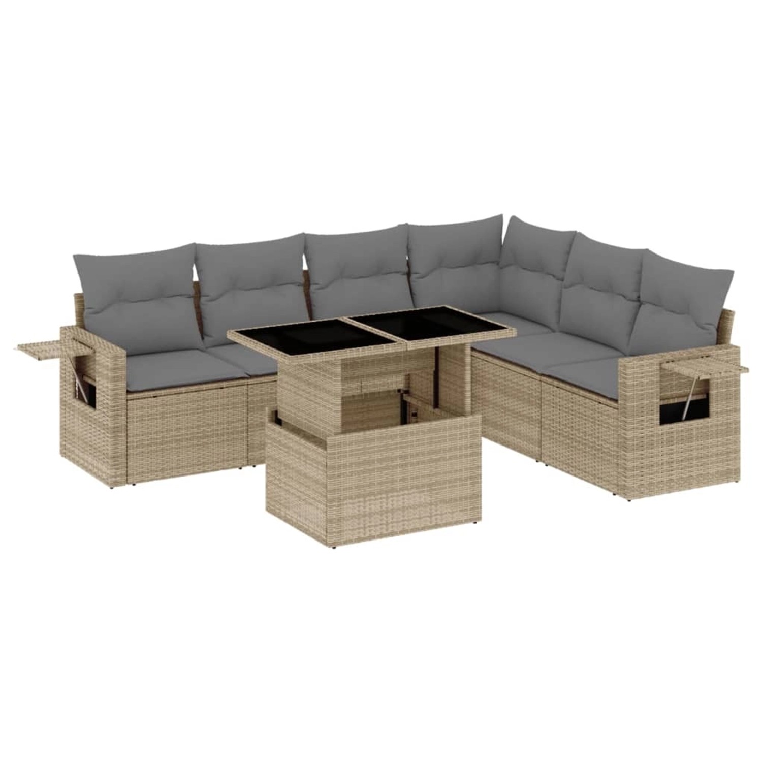 vidaXL 7-tlg Garten-Sofagarnitur mit Kissen Beige Poly Rattan Modell 402 günstig online kaufen