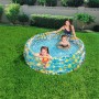 Bestway Planschbecken Tropical mit 3-Ring Design, genutzt von Kindern im Garten.