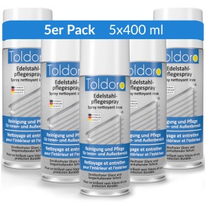 5er Pack Toldoro Edelstahl Pflegespray, 400ml, für Küche und Grill.