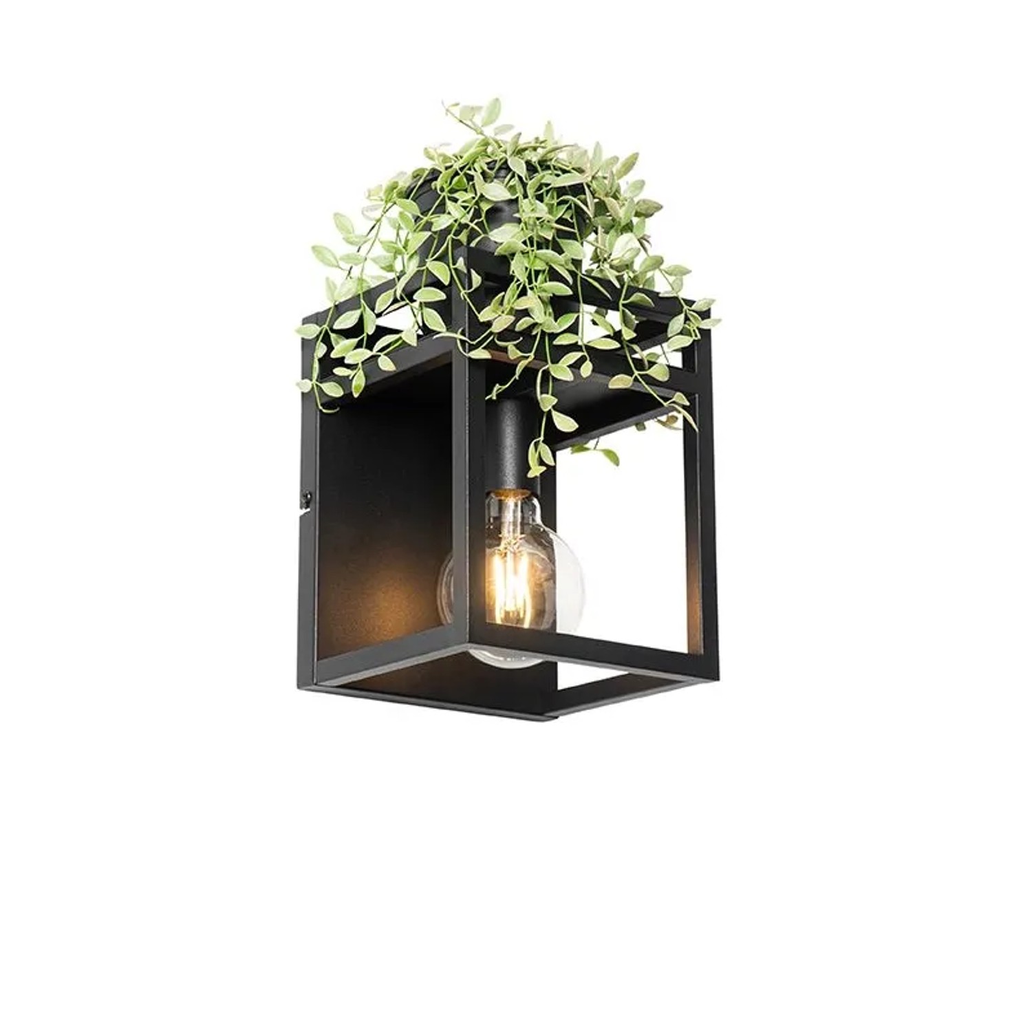 QAZQA Industrielle Wandleuchte Schwarz mit Gestell Cage Rack