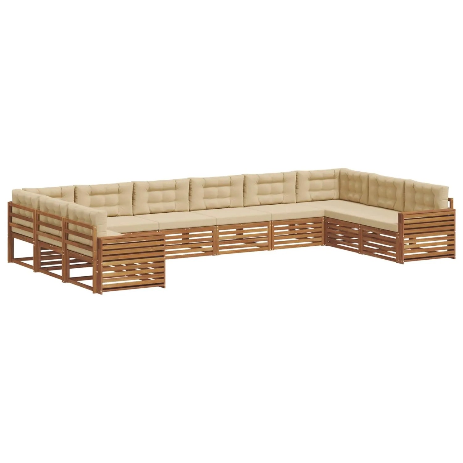vidaXL Sofagarnituren 10 Tlg Natur und Beige Massivholz Akazie 3374218