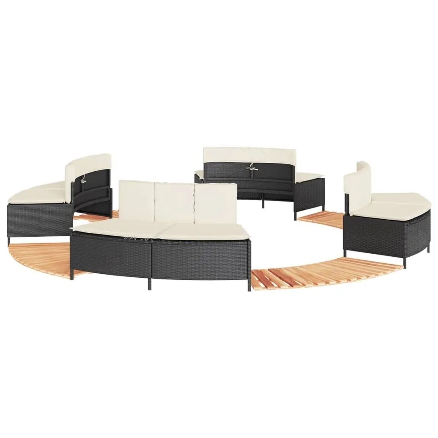 vidaXL Whirlpool-Umrandung Schwarz Poly-Rattan und Massivholz Akazie 3270638