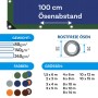 Detailaufnahme KARAT Abdeckplane: Ösenabstand, Gewichte, Farben und Größen der wasserdichten Plane.