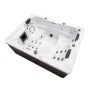 Home Deluxe Outdoor Whirlpool White Marble mit Treppe und Abdeckung. Fester Whirlpool mit Massagedüsen.