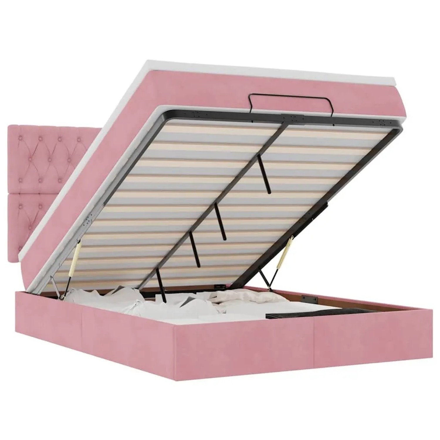 vidaXL Ottoman-Bett mit Matratzen und LEDs Rosa 140x190 cm Samt 3314395