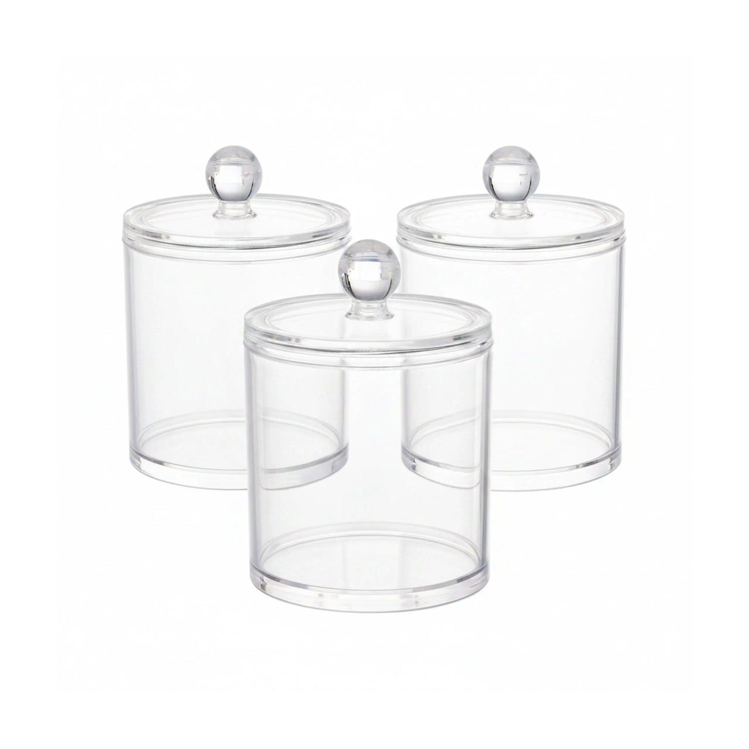 Relaxdays Wattestäbchenhalter 3er Set Acryl Transparent mit Deckel