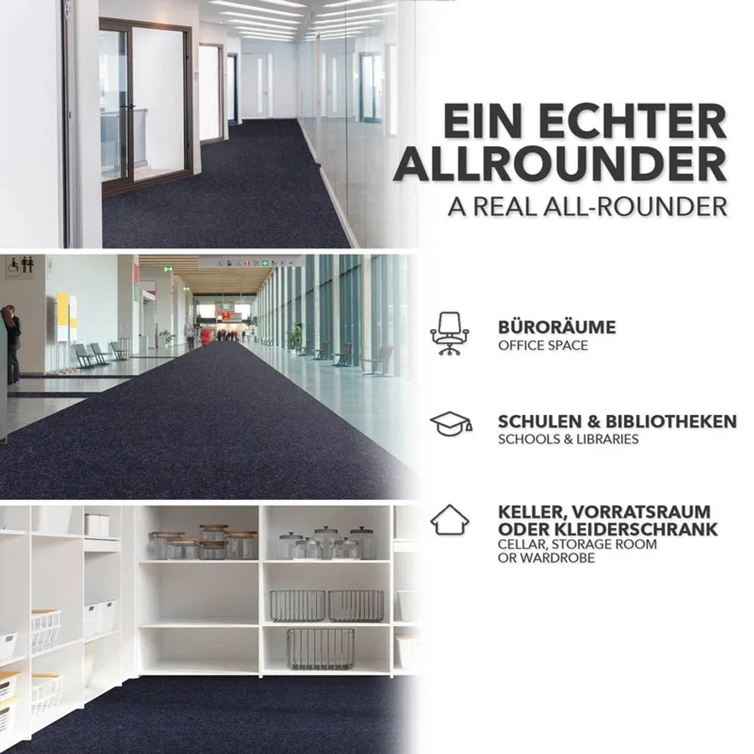 Blauer Eventteppich Turbo, zuschneidbar, für Büro, Messe, Schule, Keller.