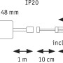 Schemazeichnung Paulmann MaxLED 1000 LED Strip COB Basis-Set mit Maßen und Erweiterungsmöglichkeiten.