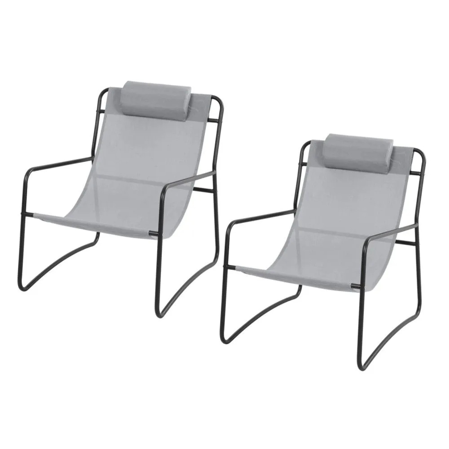 Svita Sveio 2er Set Outdoor Relaxsessel Gartenstuhl Mit Kissen Liegestuhl Hellgrau