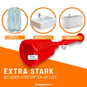 EBERTH Pömpel, rot, für Waschbecken, Toilette und Dusche, Saugnapf Ø 120mm.