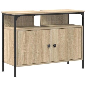 vidaXL Waschbeckenschrank mit Tür Braun 80 x 30 x 60 cm Holzwerkstoff 864341