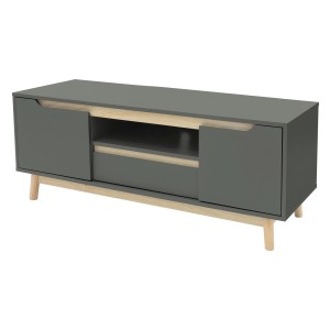 ML-Design TV-Schrank, grün/natur, 120cm, mit 2 Türen und Ablagefach. TV-Board für Fernseher bis 55 Zoll.