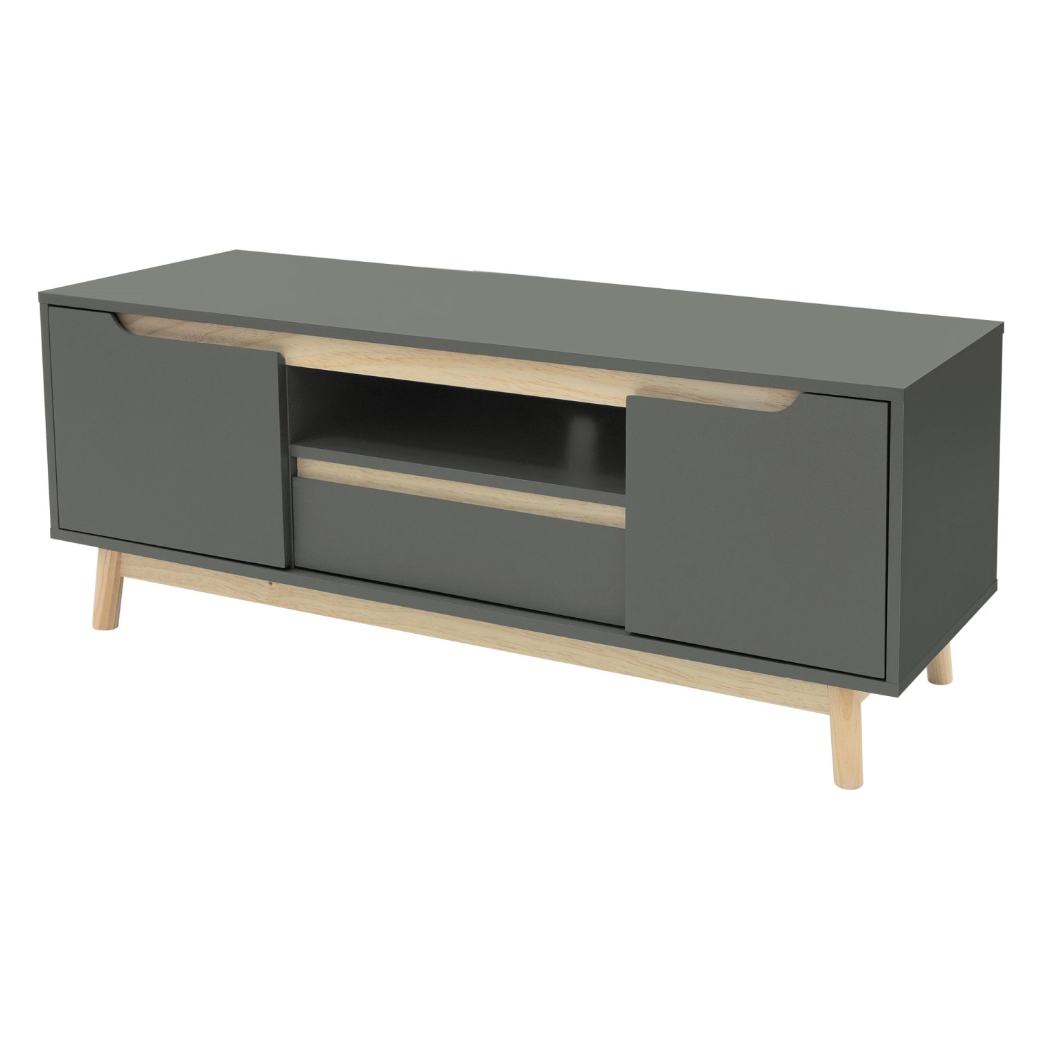 ML-Design TV-Schrank 120x40x46cm Grün-Natur mit 2 Türen für Fernseher bis 5 günstig online kaufen